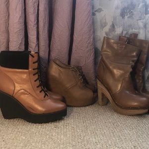 Three Pairs of Brown boots size 8